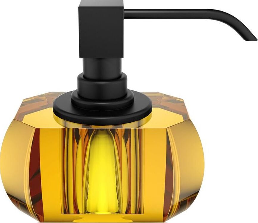 Kristall Soap dispenser amber with matte black pump
