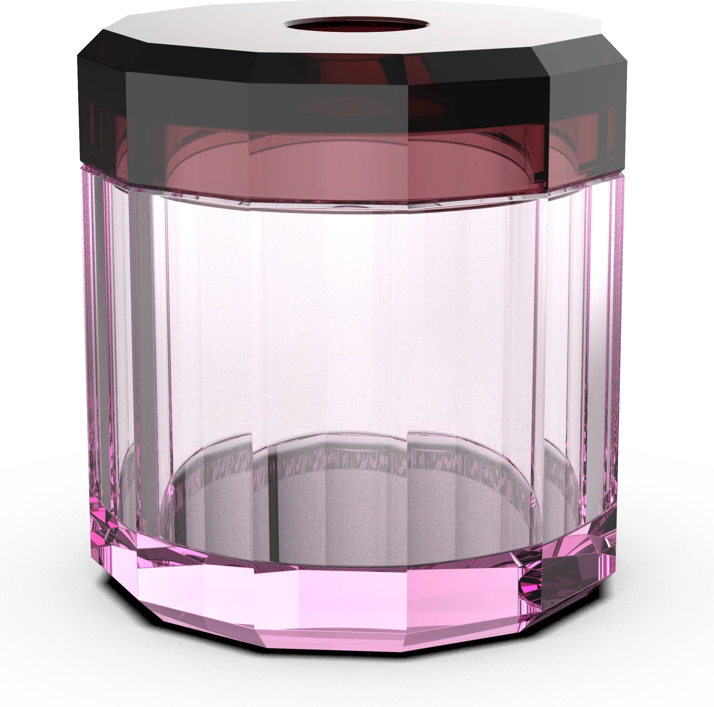 Kristall Taschentuchhalter rosa mit bordeauxrotem Deckel