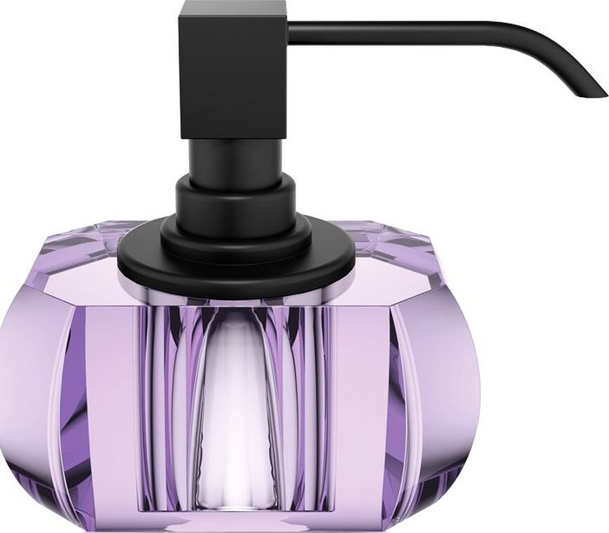 Muilo dozatorius Kristall su juodai matine pompa violetinės spalvos