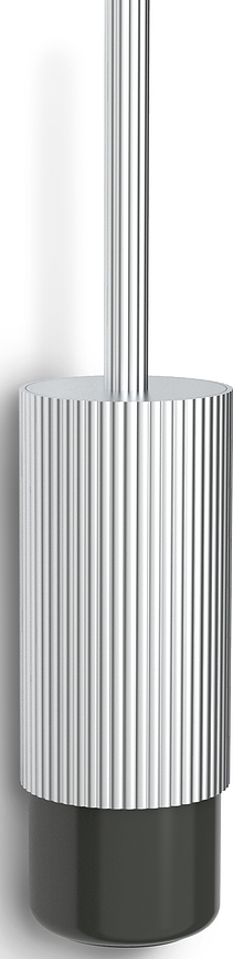 Of Line Brosse WC murale, argentée avec support noir