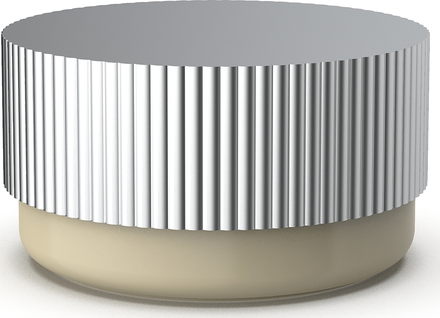 Of Line Pot de Salle de Bain 16,5 cm, sable, avec couvercle argenté