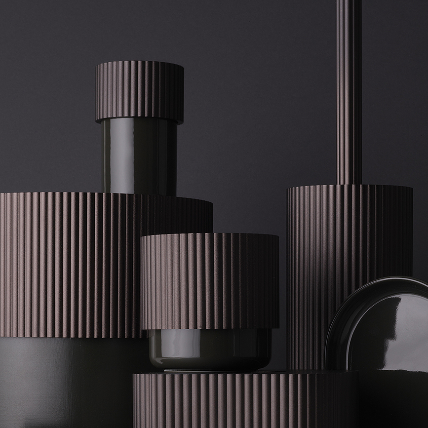 Of Line Pot de Rangement 16,5 cm, noir, avec couvercle marron