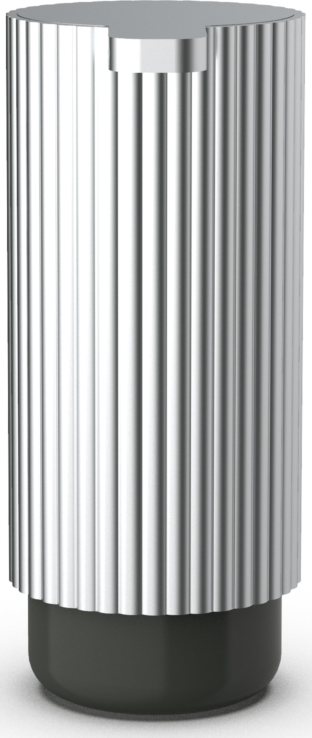 Of Line Seifenspender silberfarben mit schwarzem Sockel