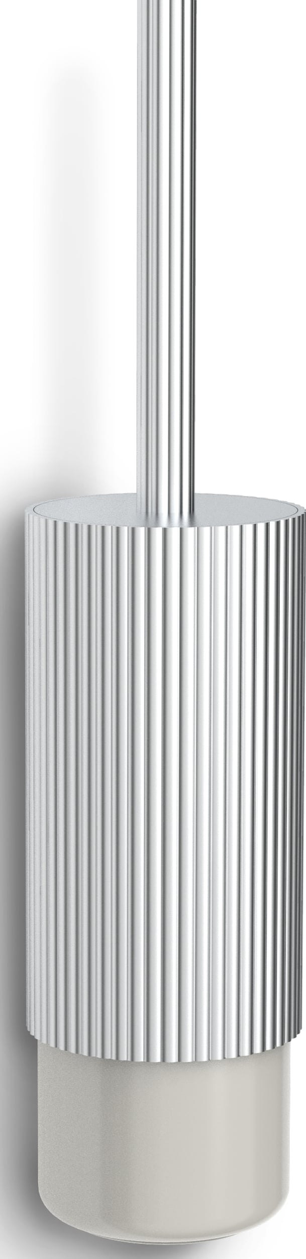 Of Line Toilettenbürste silberfarben für die Wand mit cremefarbenem Sockel