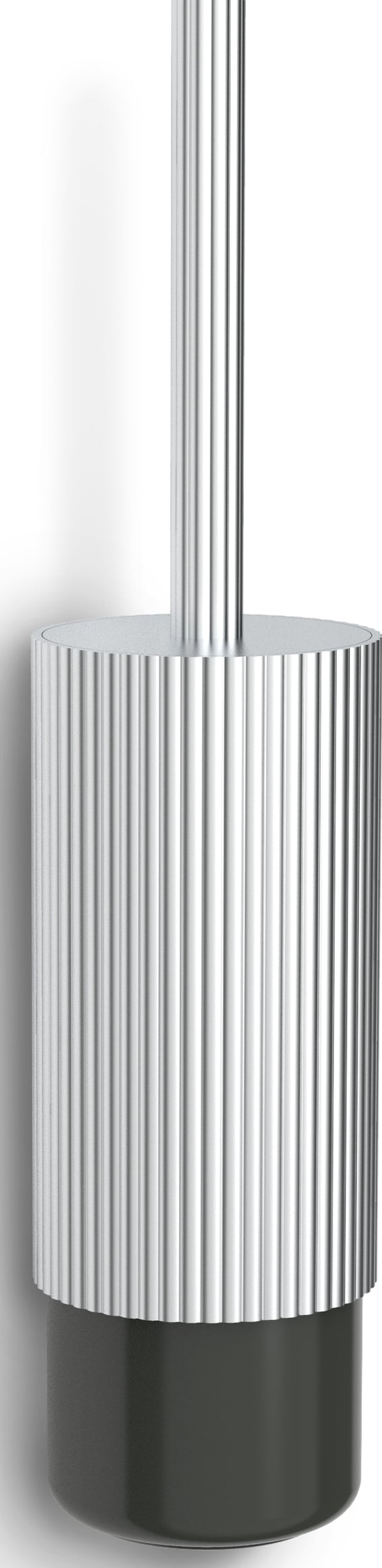 Of Line Toilettenbürste silberfarben für die Wand mit schwarzem Sockel