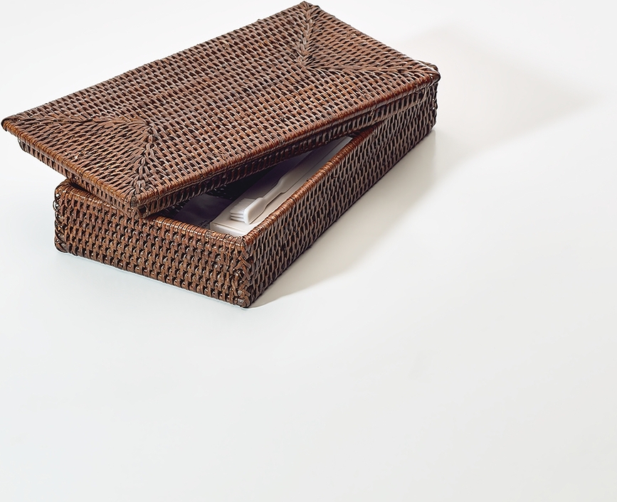 Basket Panier de Rangement avec couvercle, en rotin, beige clair