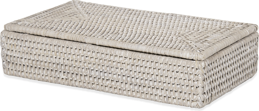 Basket Panier de Rangement avec couvercle, en rotin, beige clair