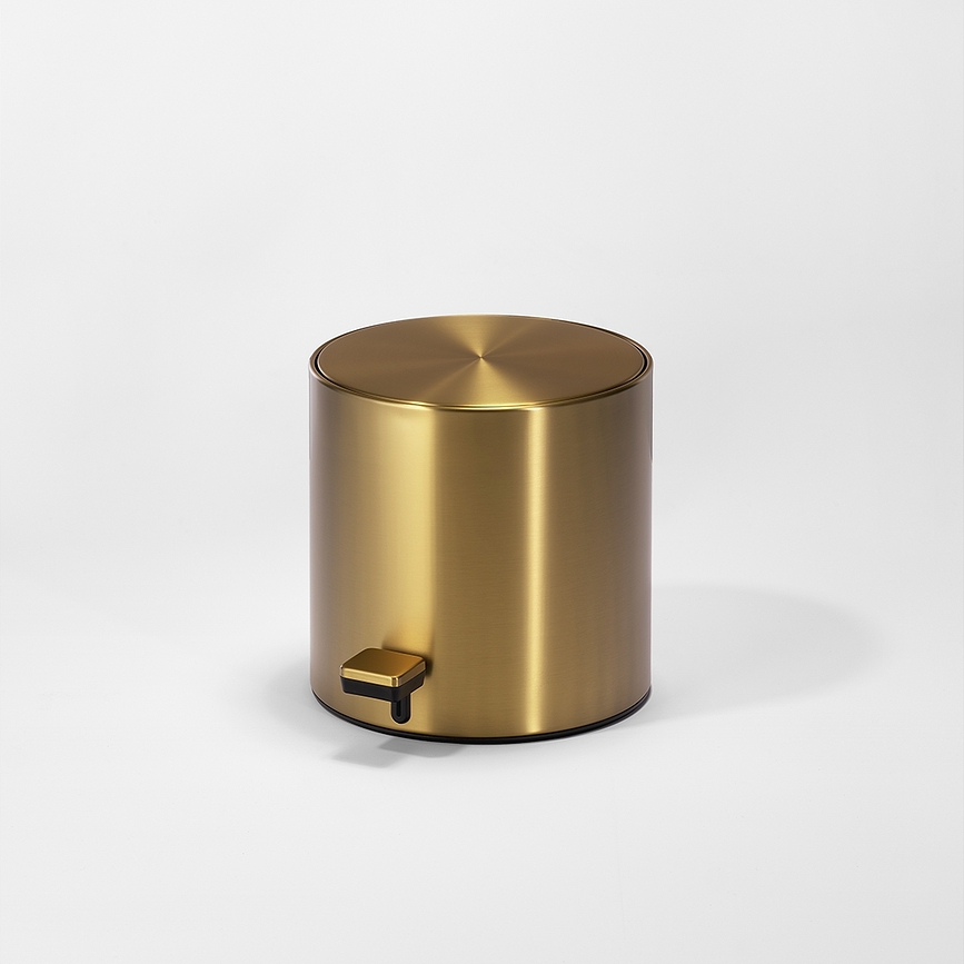 Cubo de Basura de Baño Bar, 23 cm, acabado dorado mate con recubrimiento PVD