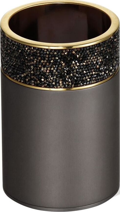 Portacepillos de metal Rocks, color oscuro, acabado dorado mate