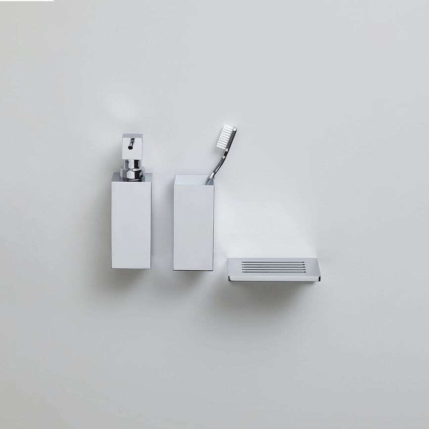 Portacepillos Corner, dorado mate, de pared