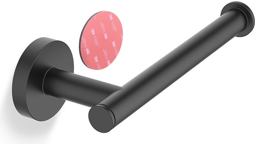 Portarrollos de Papel Higiénico con fijación adhesiva Basic, negro mate