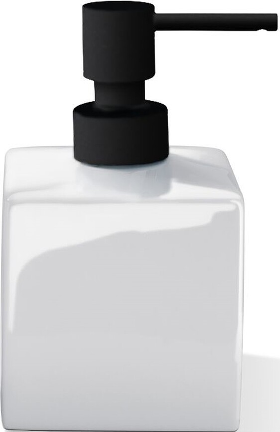 Porzellan Distributeur de Savon carré, 14 cm, noir et blanc