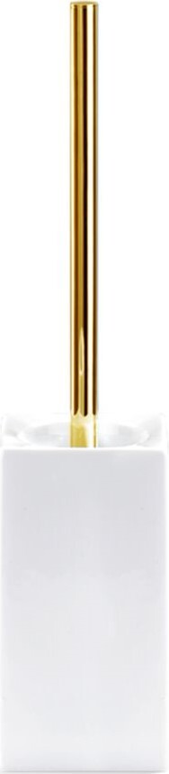 Porzellan Toilettenbürste quadratisch gold-weiß