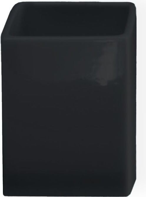 Porzellan Zahnbürstenbecher 10,5 cm quadratisch schwarz