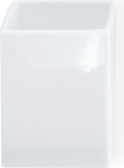 Porzellan Zahnbürstenbecher 10,5 cm quadratisch weiß
