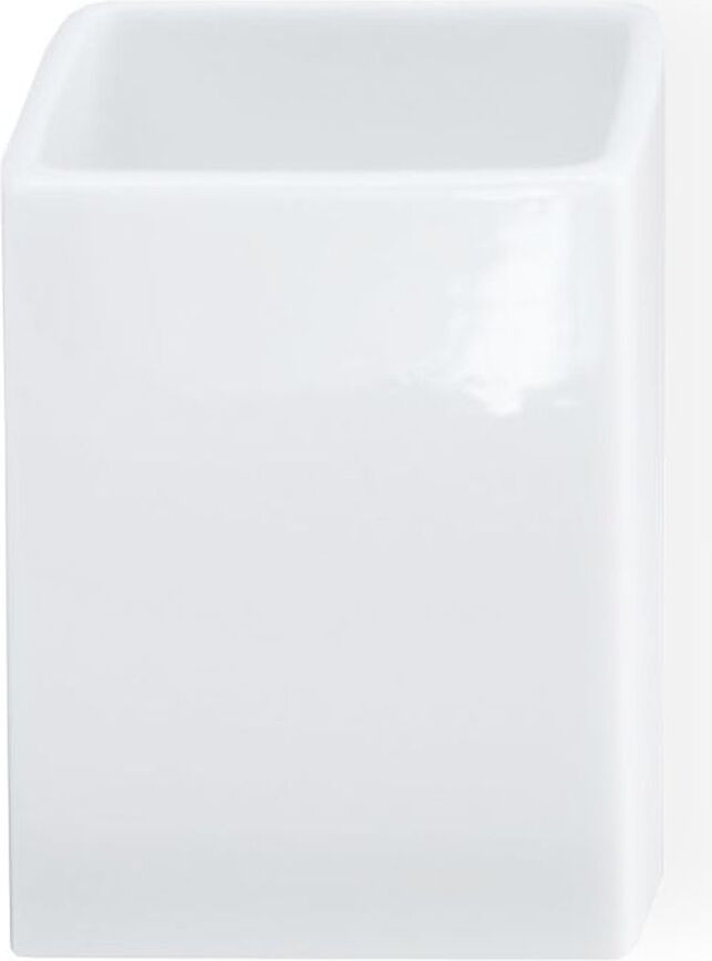 Porzellan Zahnbürstenbecher 10,5 cm quadratisch weiß
