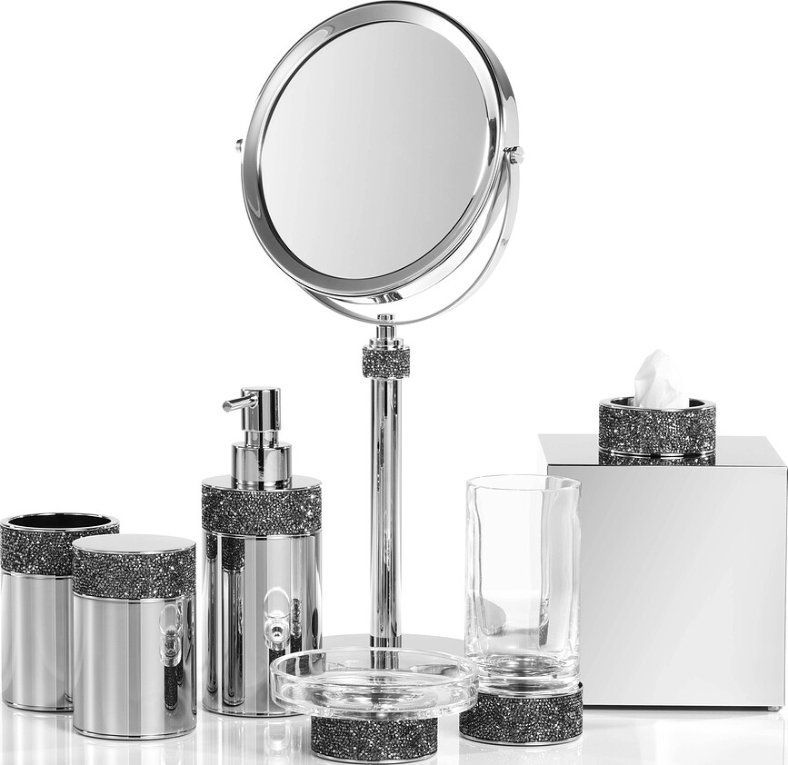 Rocks Miroir Cosmétique grossissant x5, métal foncé mat