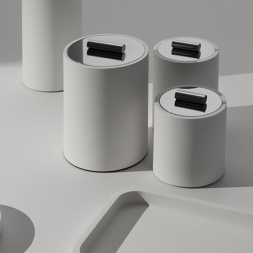 Stone Spremnik kupaonski s poklopcem L krom crni