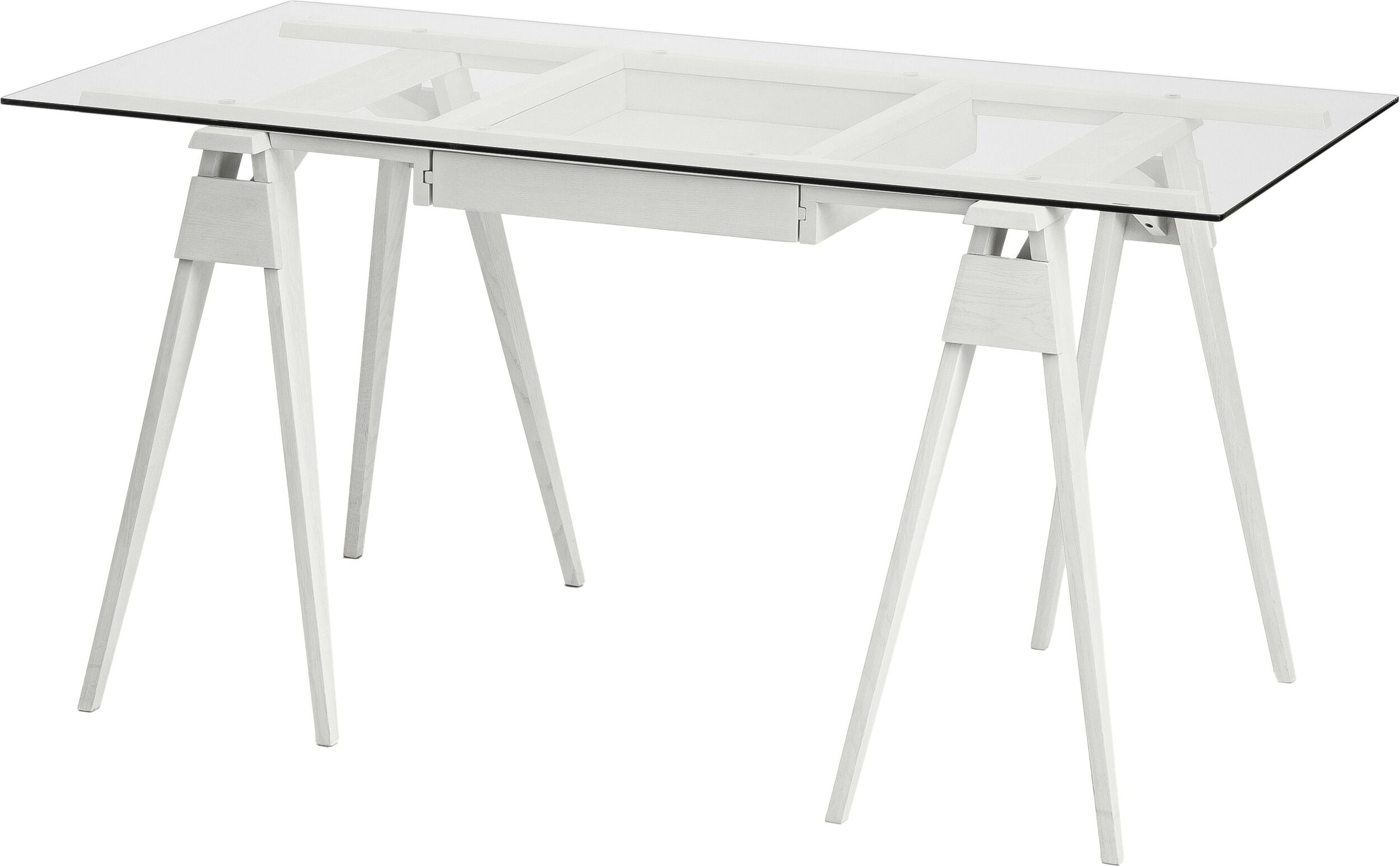 Arco Schreibtisch mit Glasplatte, weiß