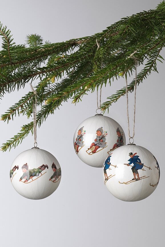 Bolas de Navidad Elsa Beskow, diseño Rana, Abejorro y Grillo, Set de 3 piezas