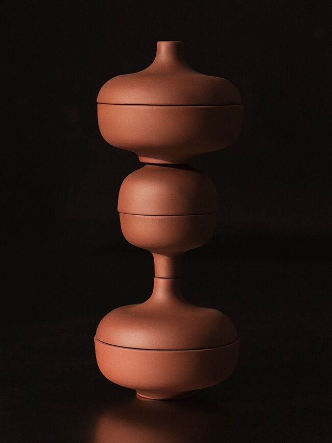 Sand Bol avec couvercle, M, rouille