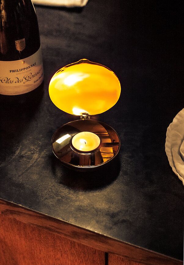 Shell Svečnik za čajne svečke, medenina