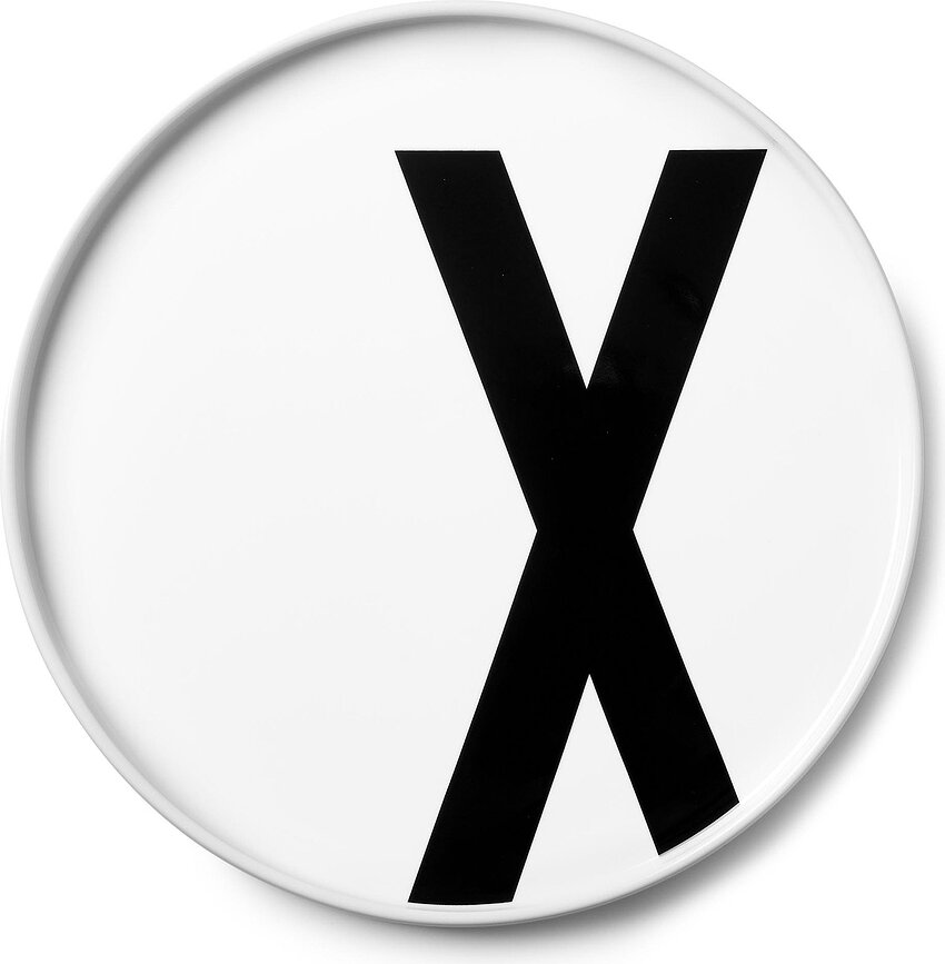 AJ Assiette, motif lettre X, porcelaine