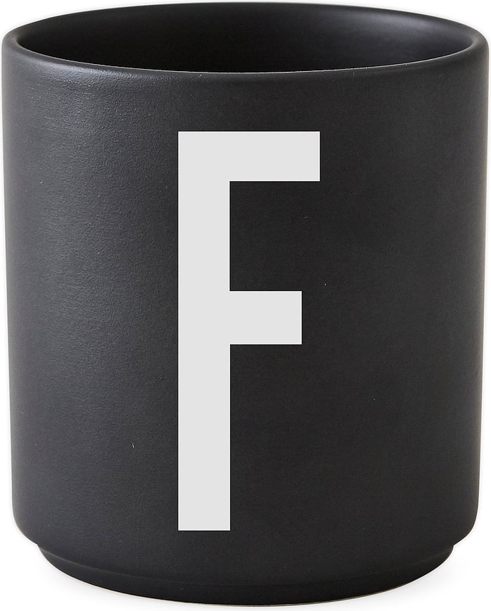 Aj Becher Buchstabe F schwarz aus Porzellan