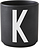 Aj Becher Buchstabe K schwarz aus Porzellan