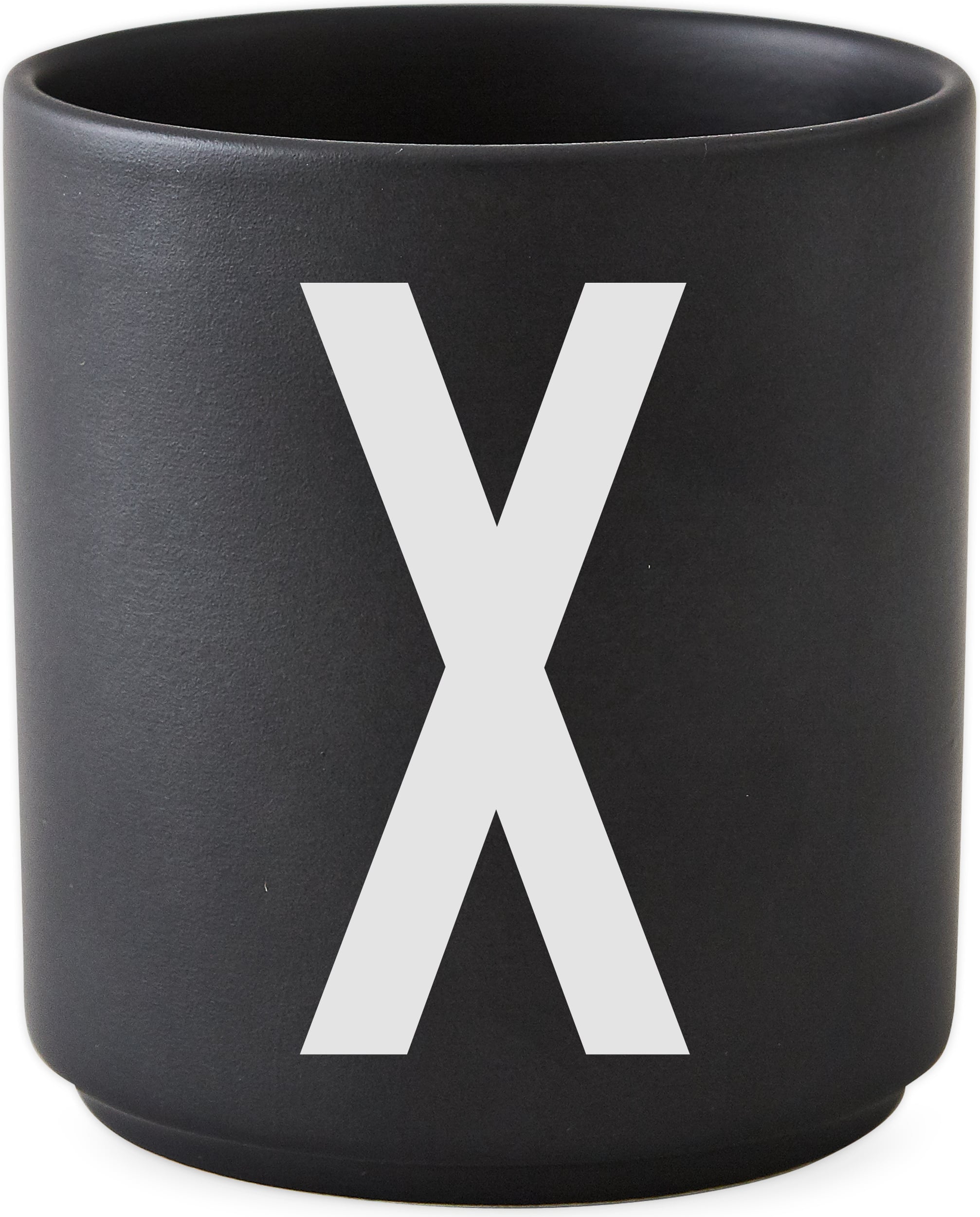 Aj Becher Buchstabe X schwarz aus Porzellan