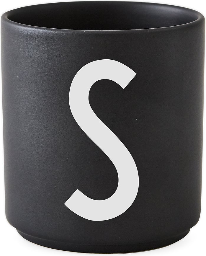 AJ Mug en porcelaine, noir, lettre S