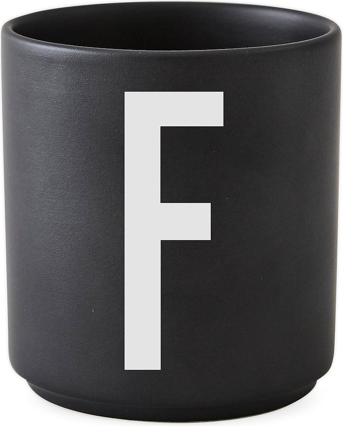 AJ Tasse en porcelaine, noire, motif lettre F