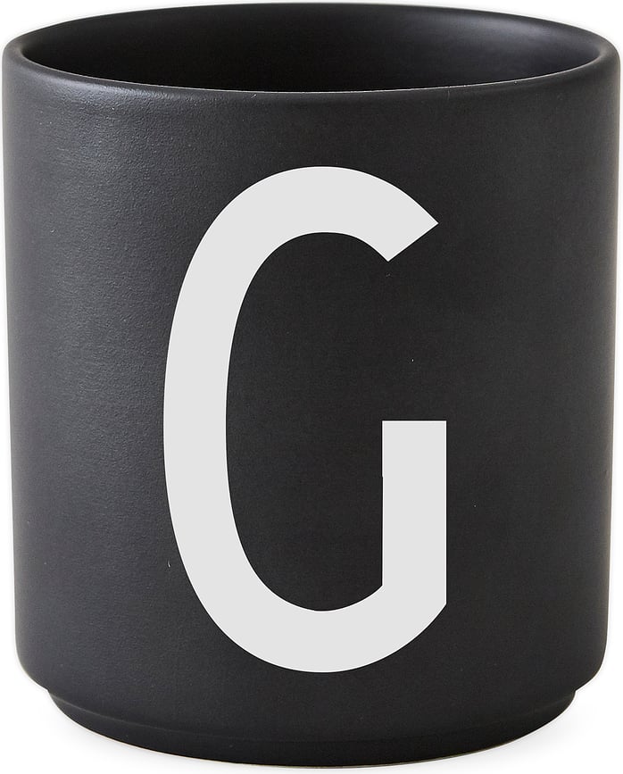 AJ Tasse en porcelaine, noire, motif lettre G