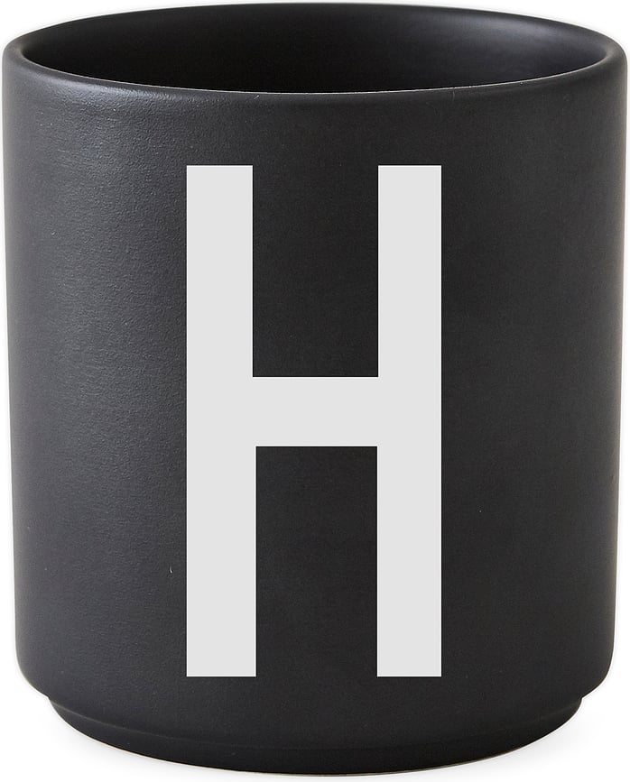 AJ Tasse, lettre H, en porcelaine, noire