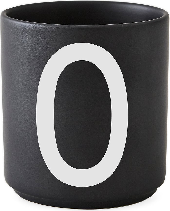 AJ Tasse, Lettre O, noire, en porcelaine