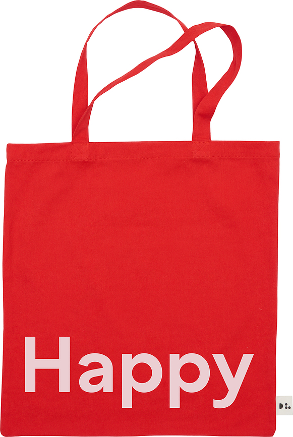 Bolsa de la compra Design Letters Happy, roja