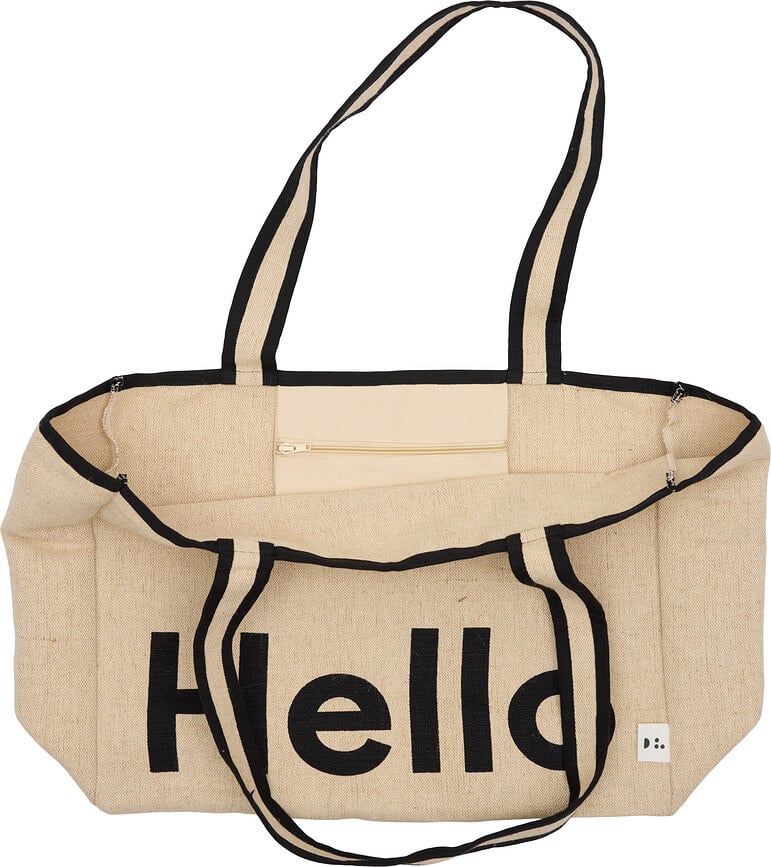 Bolsa multiusos Design Letters Hello, beige y negra