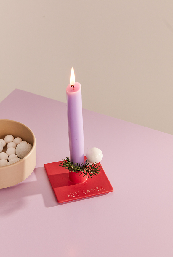 Xmas Hey Santa Κηροπήγιο για κλασικό κερί, κόκκινο