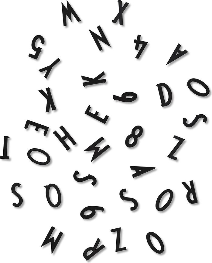 Design Letters Črke in številke za tablo majhne, črne, 132 kos