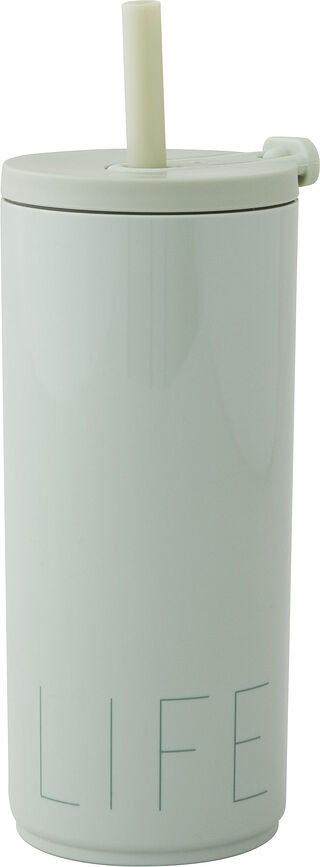 Design Letters Life Mug de Voyage avec paille, 500 ml, bleu clair