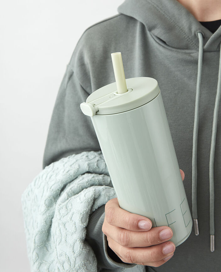 Design Letters Life Mug de Voyage avec paille, 500 ml, bleu clair