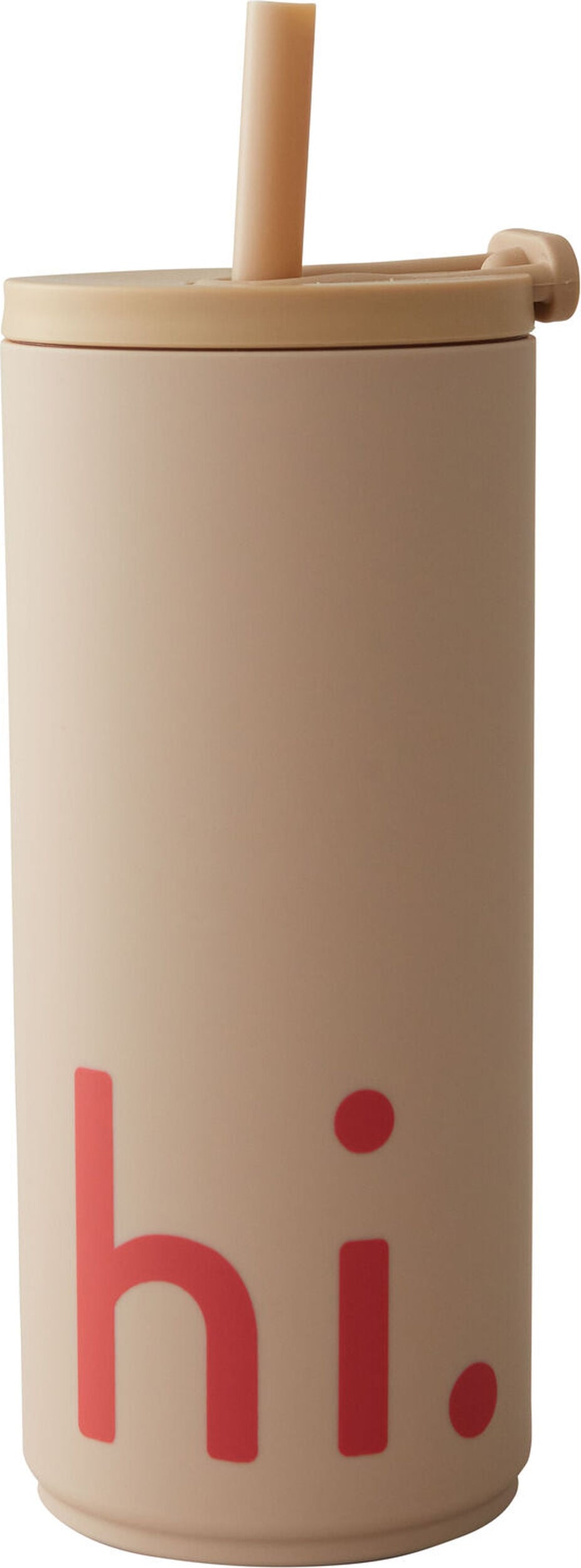 Design Letters Hi Reisebecher 500 ml beige mit Strohhalm weiche Beschichtung