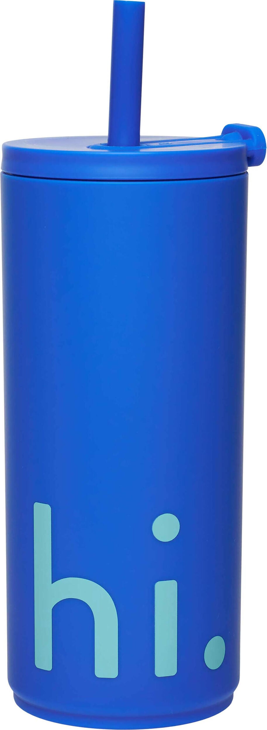 Design Letters Hi Reisebecher 500 ml kobaltblau mit Strohhalm weiche Beschichtung