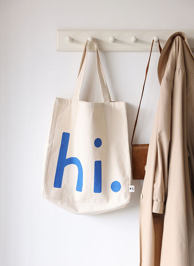 Design Letters Hi ΤΣΑΝΤΑ πολλαπλών χρήσεων, μπεζ-κοβάλτιου