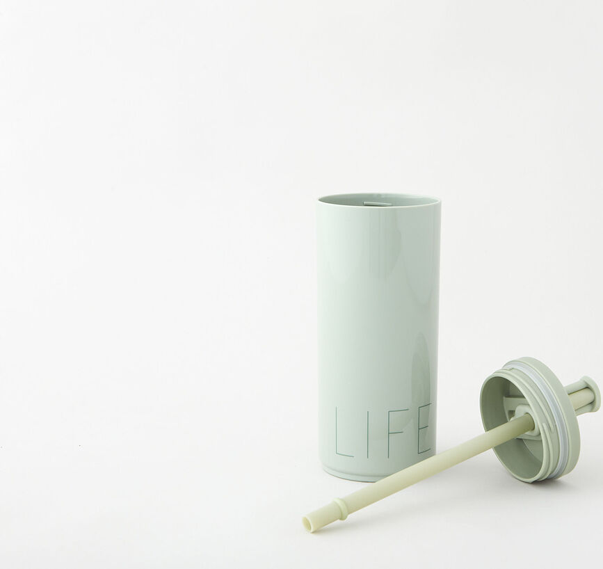 Design Letters Life Κούπα Θερμός με καλαμάκι, 500 ml, γαλάζιο