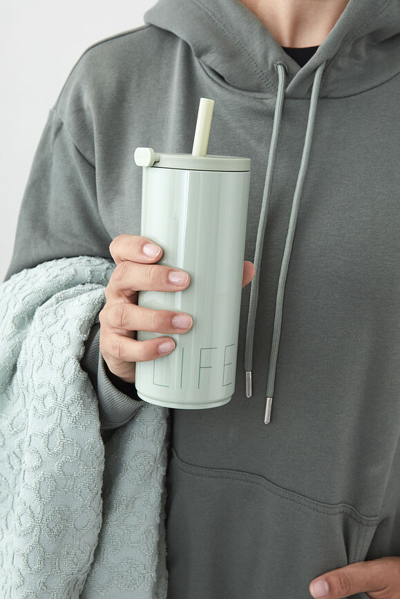 Design Letters Life Κούπα Θερμός με καλαμάκι, 500 ml, γαλάζιο