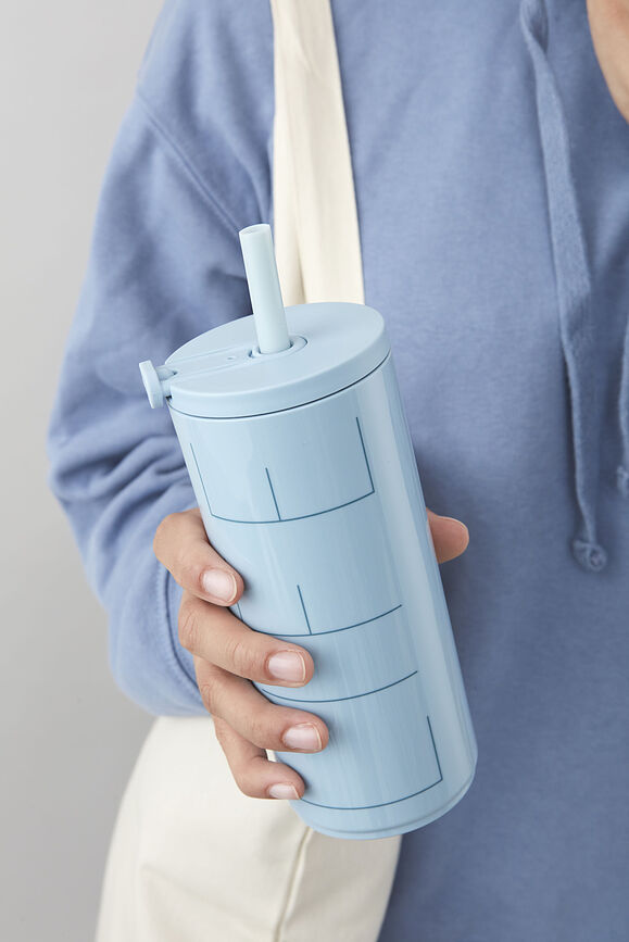 Design Letters Life Κούπα Θερμός με καλαμάκι, 500 ml, γαλάζιο