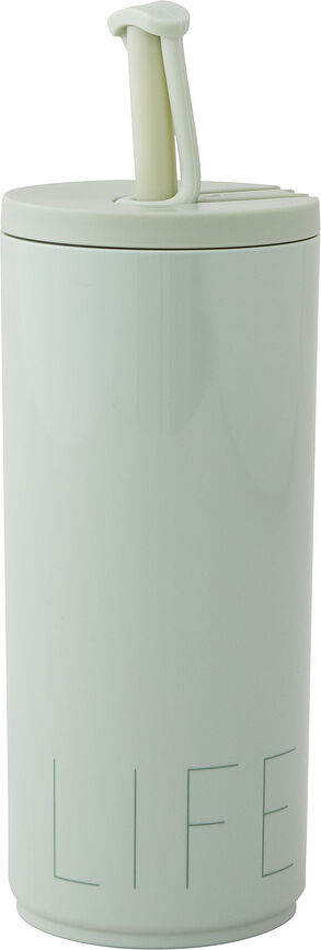 Design Letters Life Ταξιδιωτική Κούπα με καλαμάκι, 500 ml, πράσινη