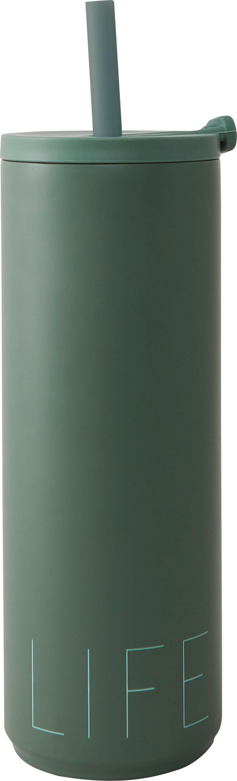 Design Letters Life Thermobecher 500 ml grün mit Strohhalm