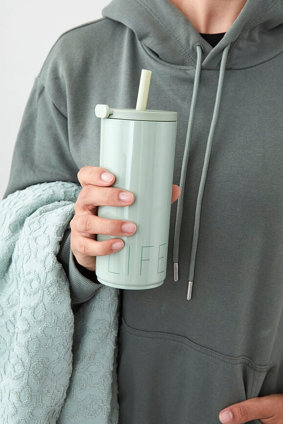 Design Letters Life Putna Šalica sa slamkom 500 ml plava